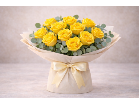  Buchet 11 Trandafiri galbeni